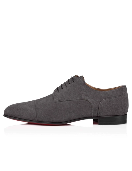 Discount Christian Louboutin Surcity Derby Shoes Suede Grey Crosta Leather Outlet Sale