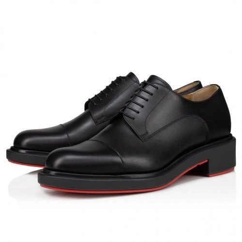 Knockoff Christian Louboutin Urbino Derbies Calf Leather Black, Replica Christian Louboutin Shoes
