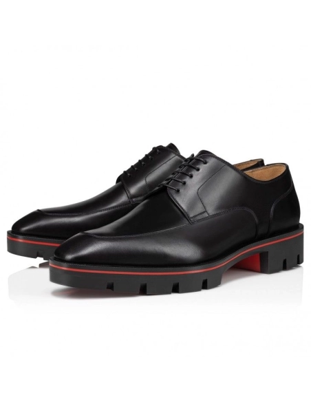 Replica Christian Louboutin Davisol Derbies Calf Leather Black, Fake Christian Louboutin Shoes
