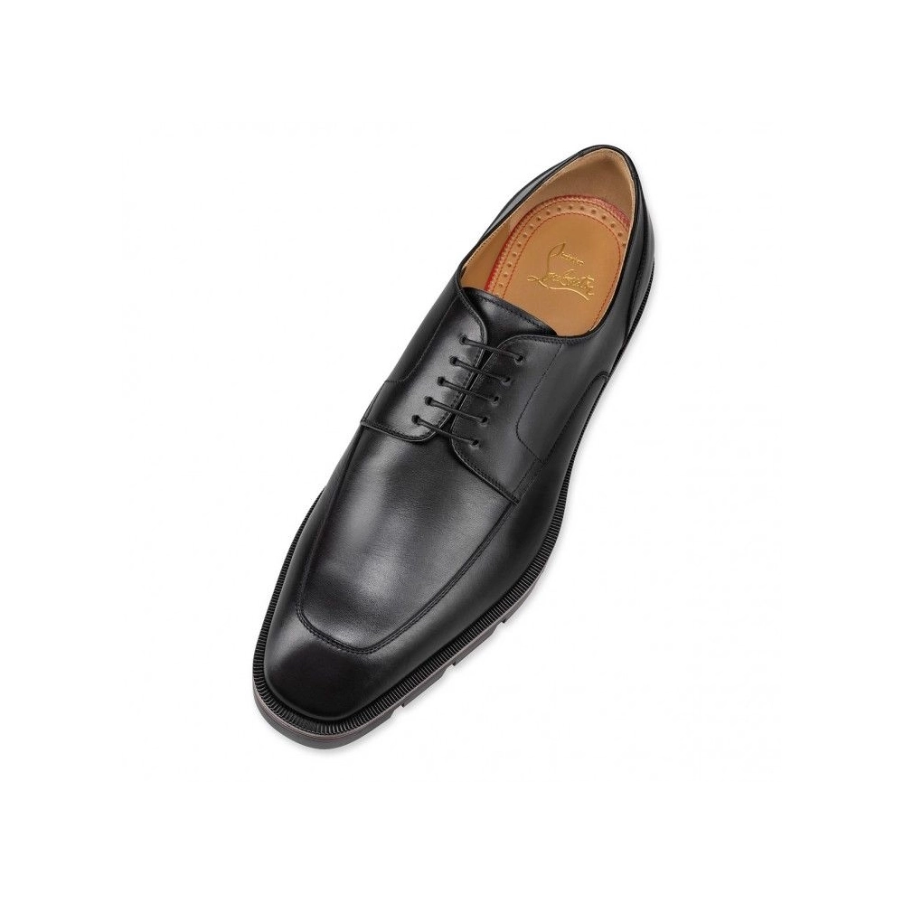 Replica Christian Louboutin Davisol Derbies Calf Leather Black, Fake Christian Louboutin Shoes