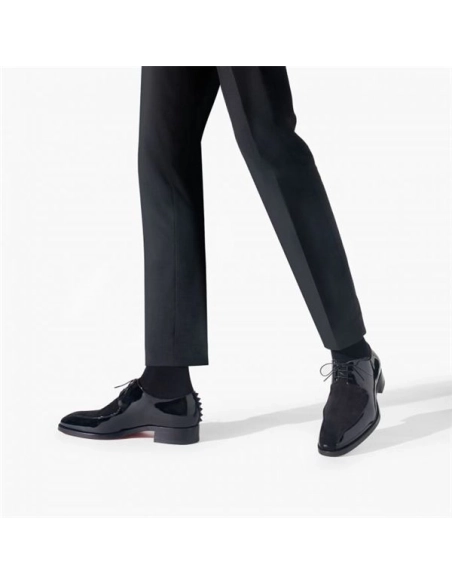 cheap Christian Louboutin Derby Marco Spikes Flat Black black Calf sale