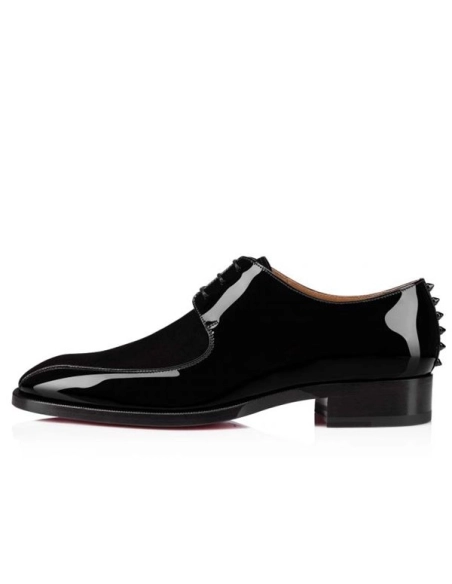 cheap Christian Louboutin Derby Marco Spikes Flat Black black Calf sale