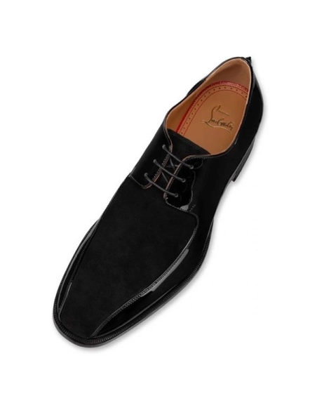 cheap Christian Louboutin Derby Marco Spikes Flat Black black Calf sale