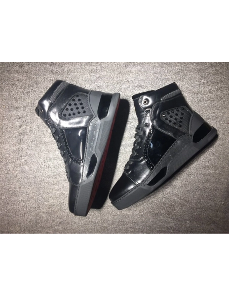 Cheap Christian Louboutin Loubikick Flat High-top Sneakers Calfskin Patent Leather Black