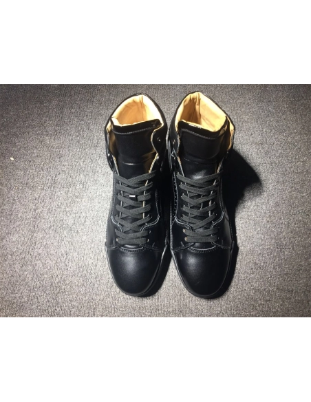 Cheap Christian Louboutin Loubikick Flat High-top Sneakers Calfskin Patent Leather Black