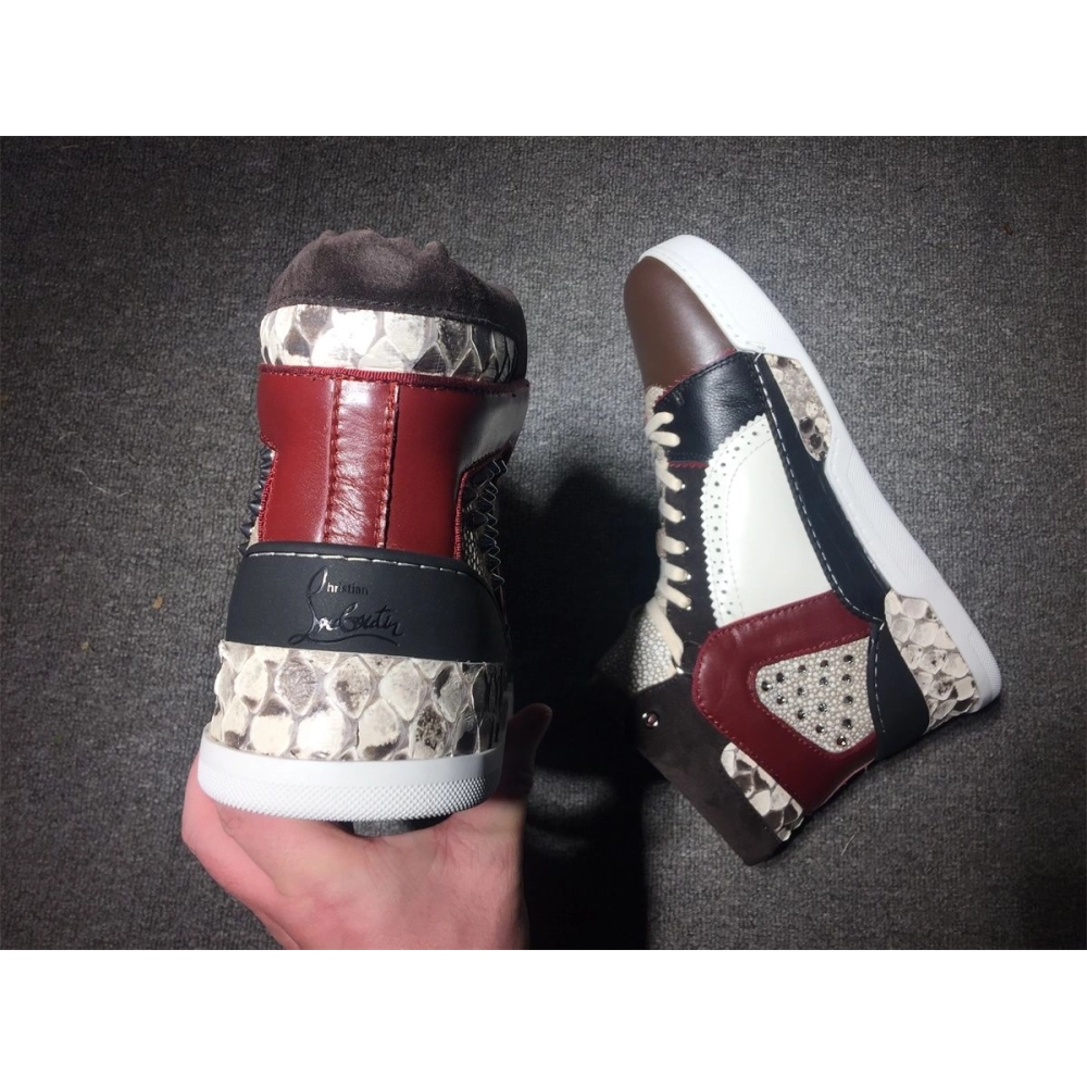 Fake Christian Louboutin Loubikick Flat High-top Sneakers Mixed-material Multi