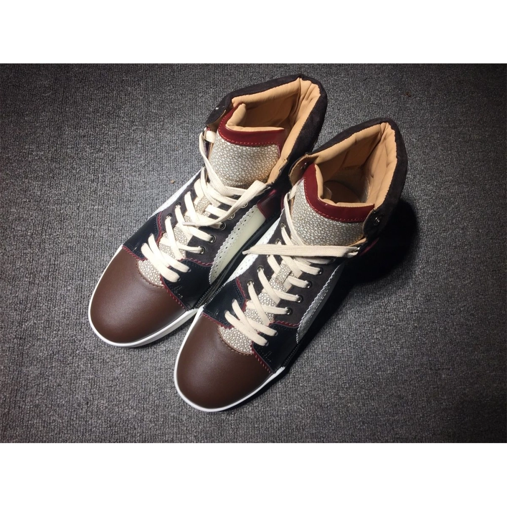 Fake Christian Louboutin Loubikick Flat High-top Sneakers Mixed-material Multi