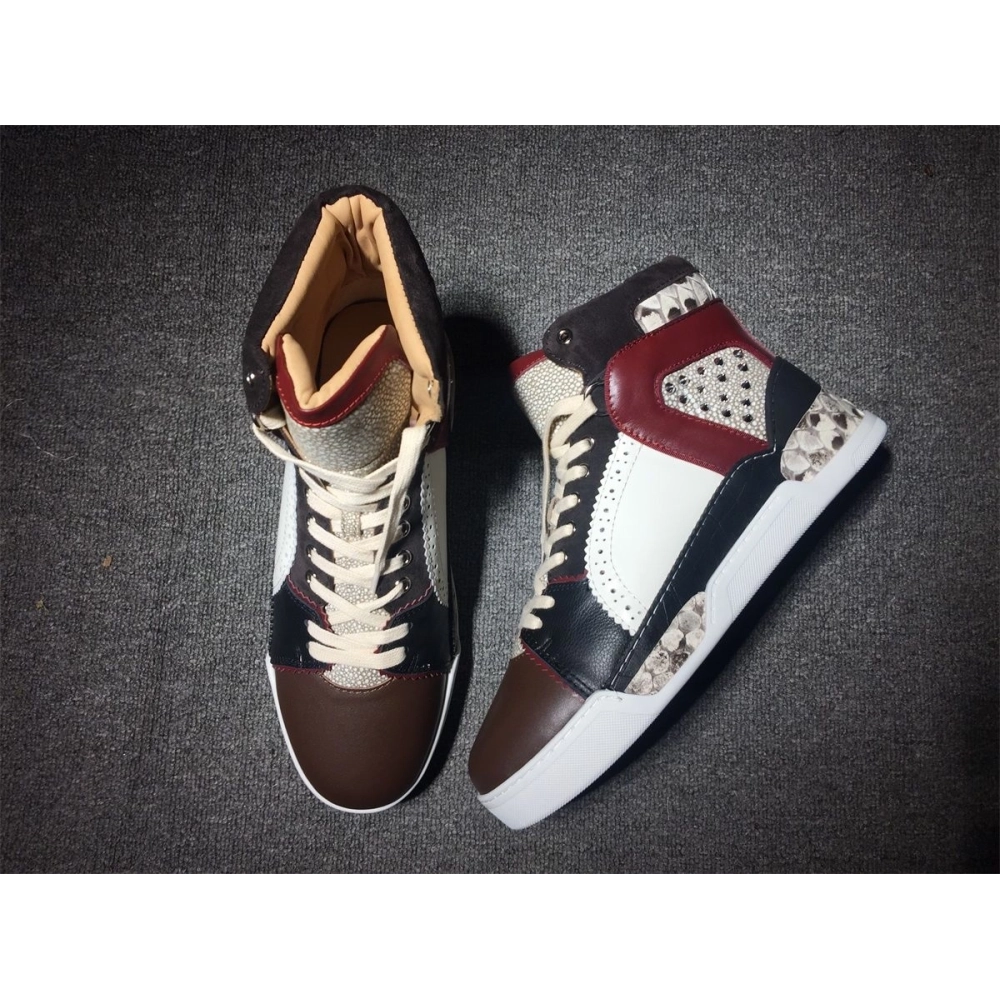 Fake Christian Louboutin Loubikick Flat High-top Sneakers Mixed-material Multi