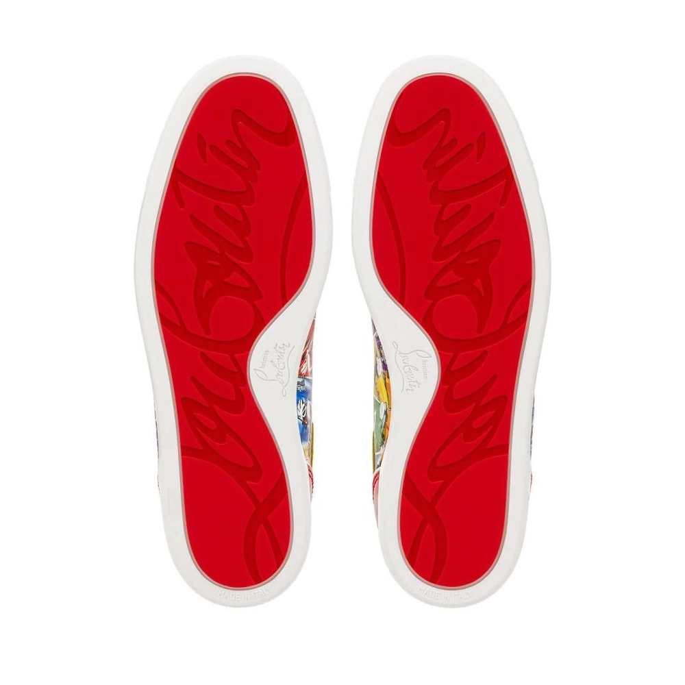 Fake Christian Louboutin Fun Louis High-top Sneakers Patent Leather And Fabric Happy Loubies Print Multicolor