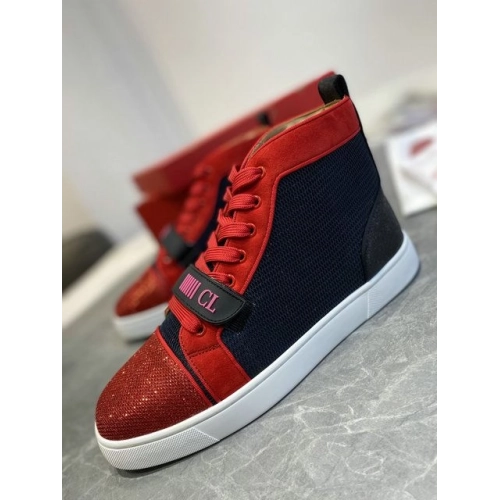 Fake Christian Louboutin Louis Orlato Vs Flat Trico Men Sneakers Black Red