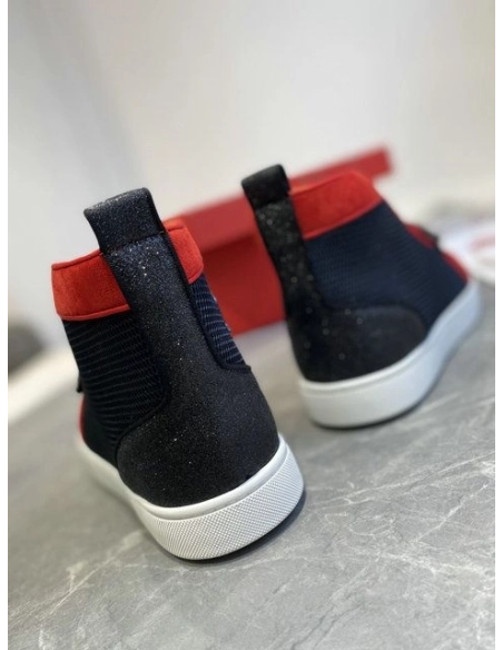 Fake Christian Louboutin Louis Orlato Vs Flat Trico Men Sneakers Black Red