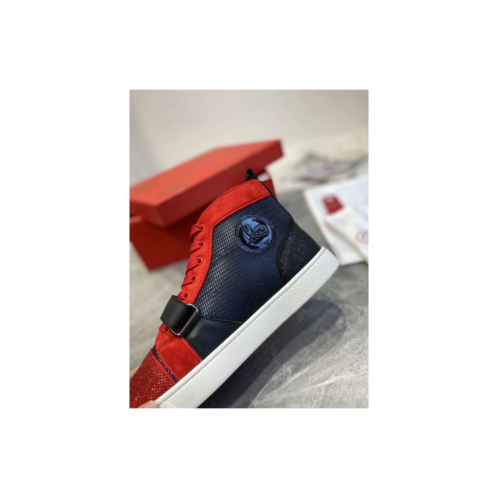 Fake Christian Louboutin Louis Orlato Vs Flat Trico Men Sneakers Black Red