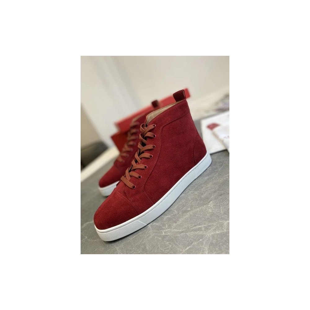 Fake Christian Louboutin Louis Orlato High-Top Sneakers Suede Loubi, Replica CL Shoes