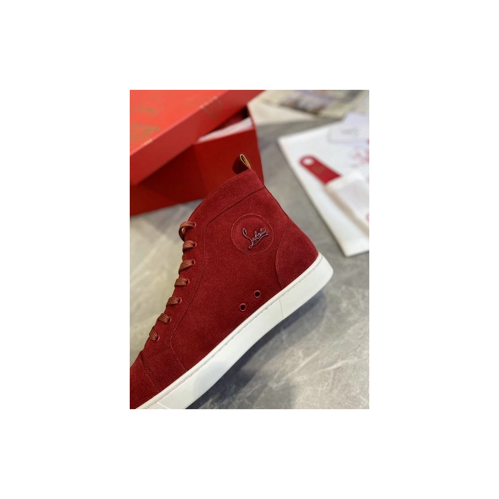 Fake Christian Louboutin Louis Orlato High-Top Sneakers Suede Loubi, Replica CL Shoes