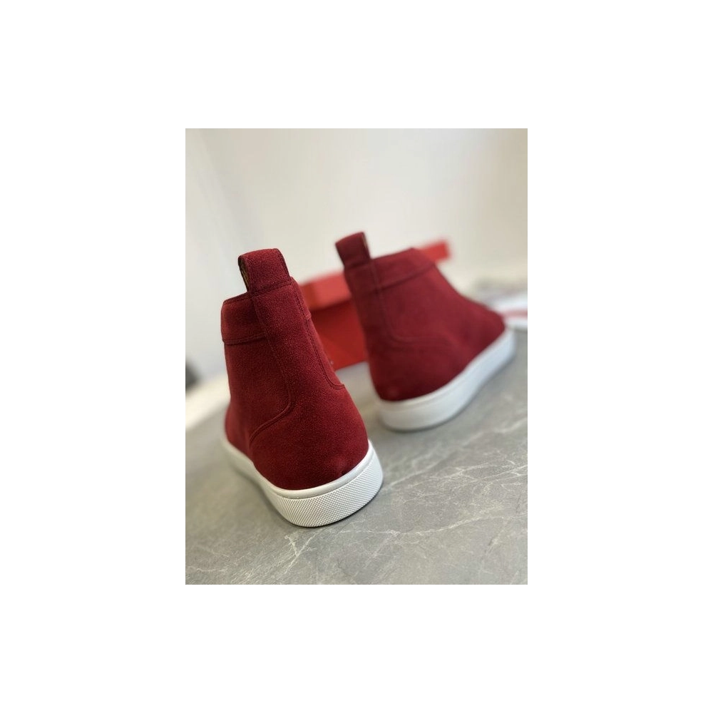 Fake Christian Louboutin Louis Orlato High-Top Sneakers Suede Loubi, Replica CL Shoes