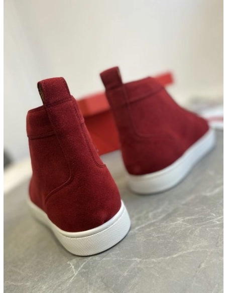 Fake Christian Louboutin Louis Orlato High-Top Sneakers Suede Loubi, Replica CL Shoes
