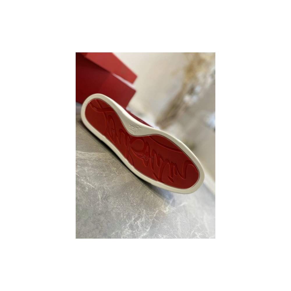 Fake Christian Louboutin Louis Orlato High-Top Sneakers Suede Loubi, Replica CL Shoes
