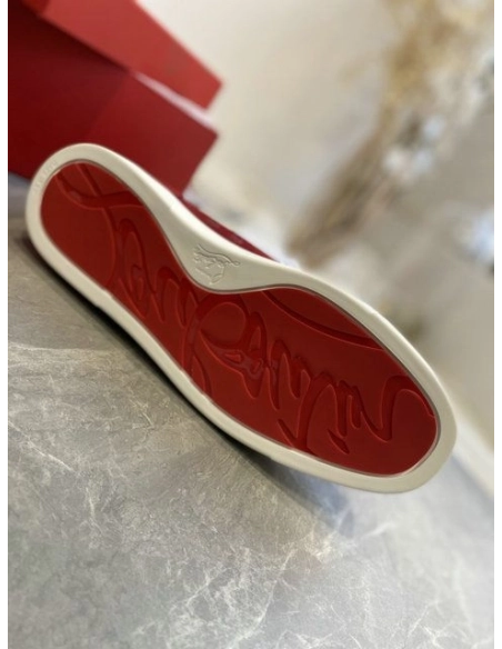Fake Christian Louboutin Louis Orlato High-Top Sneakers Suede Loubi, Replica CL Shoes