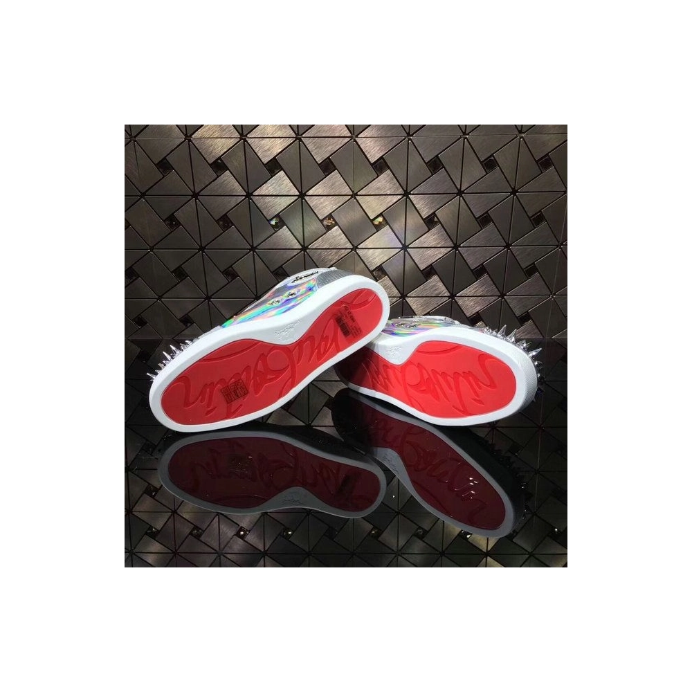 Cheap Christian Louboutin Louis Strass Pik Pik Version High-top Sneakers Iridescence Leather