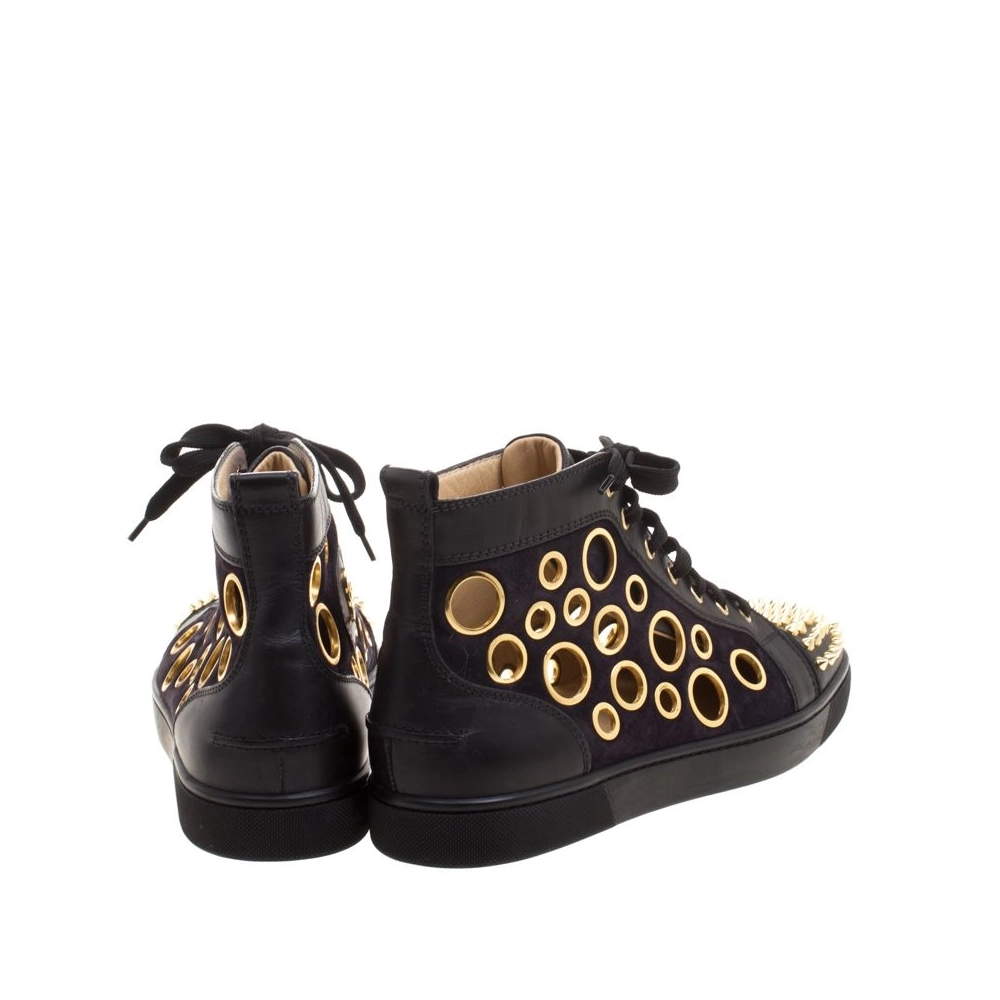 Christian Louboutin Bubble Spikes High-Top Sneakers Suede And Calfskin Black Outlet Online