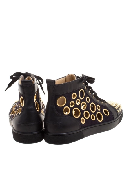 Christian Louboutin Bubble Spikes High-Top Sneakers Suede And Calfskin Black Outlet Online