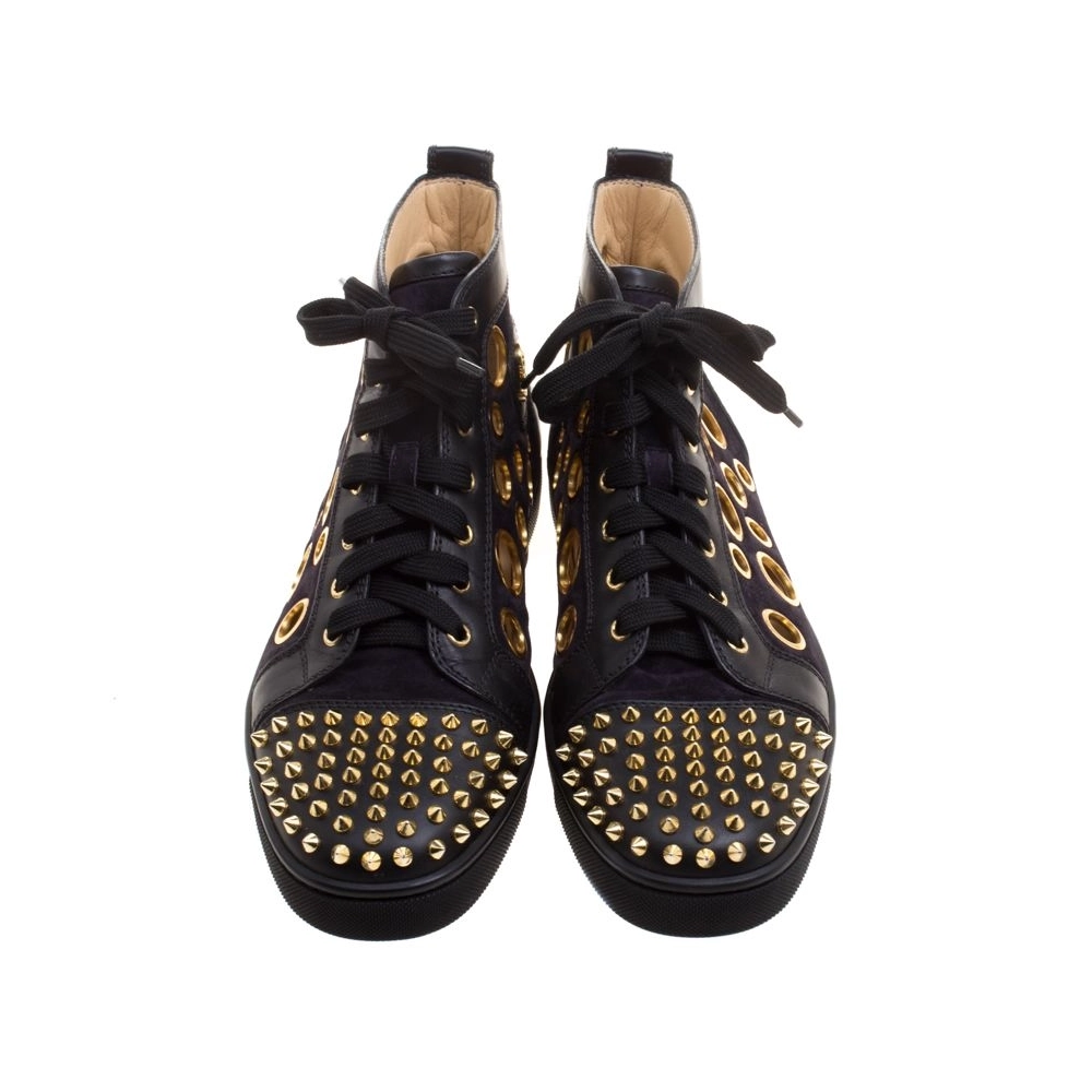 Christian Louboutin Bubble Spikes High-Top Sneakers Suede And Calfskin Black Outlet Online