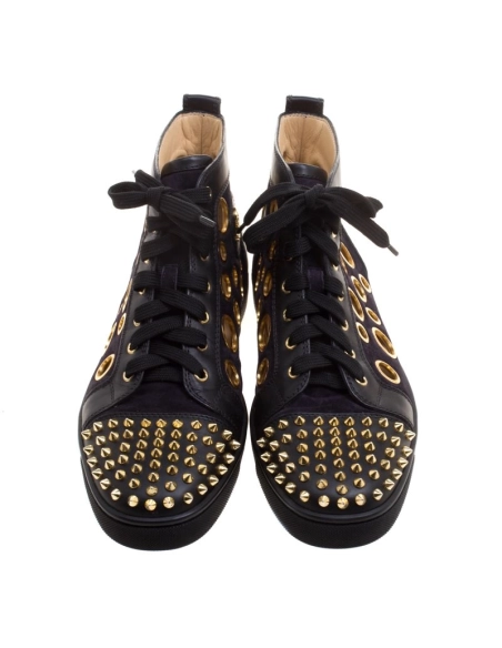 Christian Louboutin Bubble Spikes High-Top Sneakers Suede And Calfskin Black Outlet Online