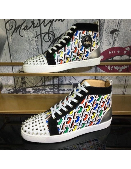 Cheap Christian Louboutin Lou Spike Orlato High-top Sneakers Cl Logo Multicolor on Sale