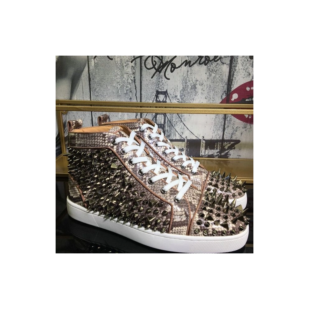 Discount Christian Louboutin Lou Pik Pik Sneakers Snake Printed And Spikes Multicolor Outlet