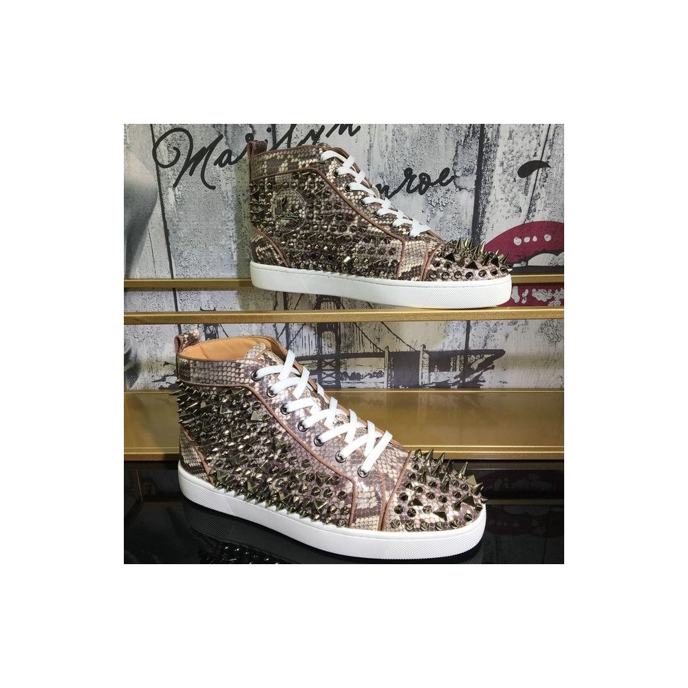 Discount Christian Louboutin Lou Pik Pik Sneakers Snake Printed And Spikes Multicolor Outlet