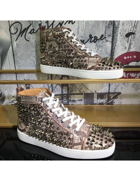 Discount Christian Louboutin Lou Pik Pik Sneakers Snake Printed And Spikes Multicolor Outlet
