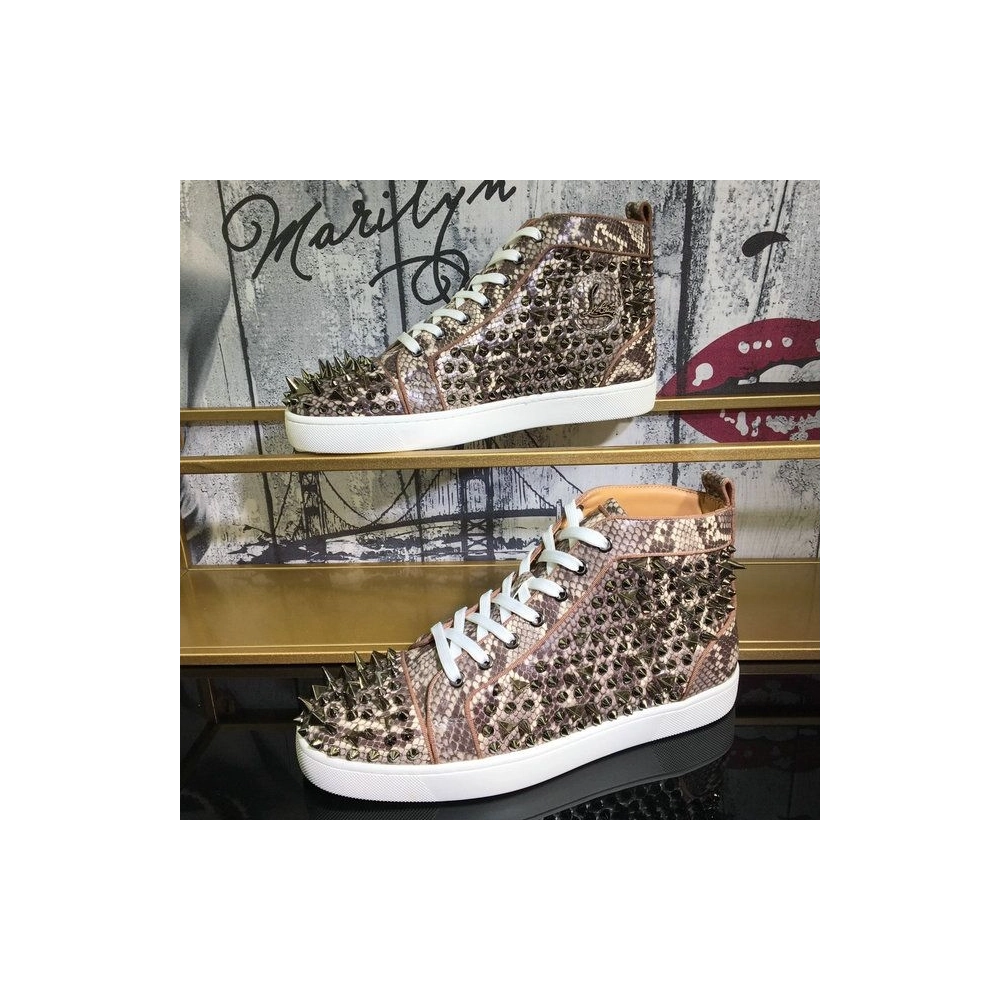 Discount Christian Louboutin Lou Pik Pik Sneakers Snake Printed And Spikes Multicolor Outlet