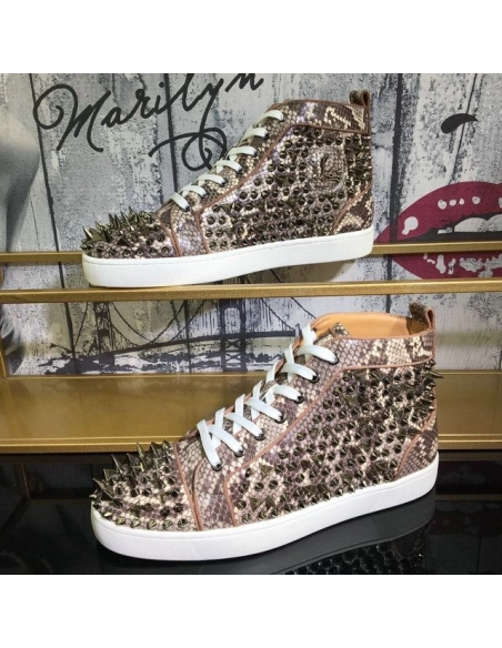 Discount Christian Louboutin Lou Pik Pik Sneakers Snake Printed And Spikes Multicolor Outlet