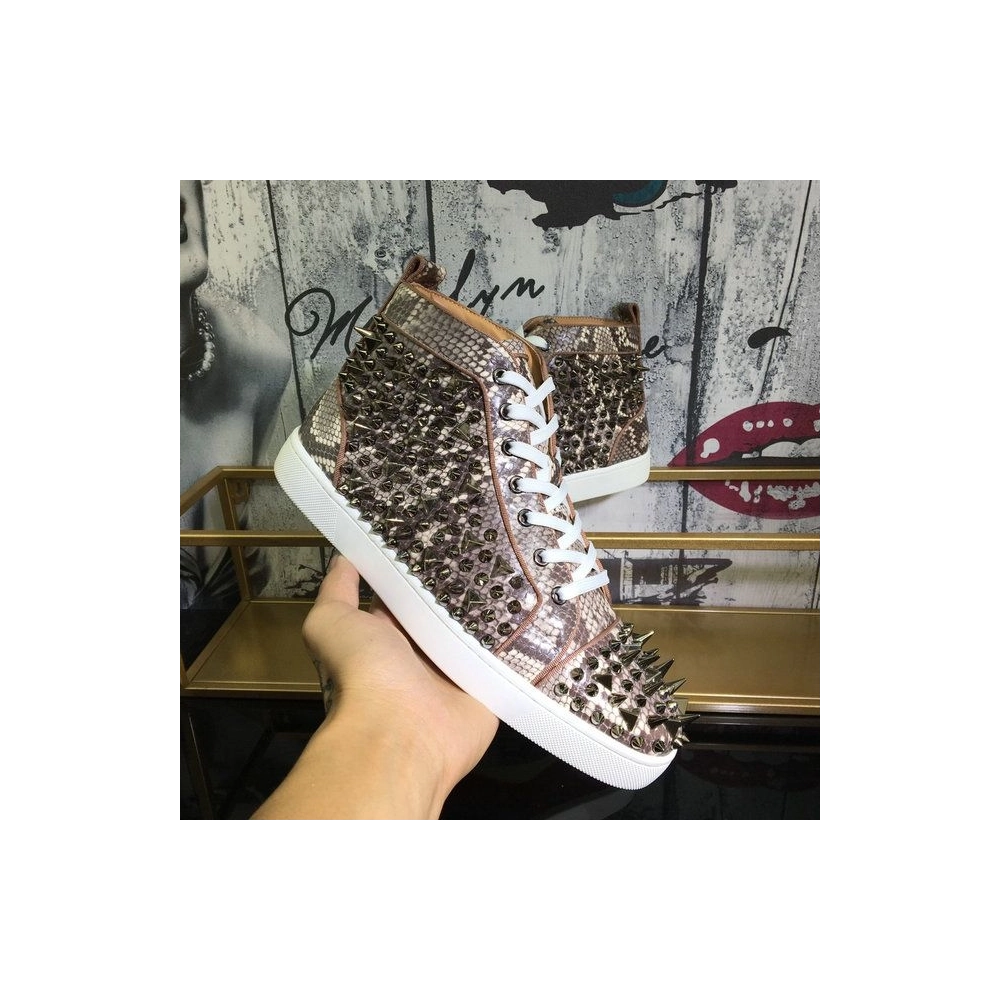 Discount Christian Louboutin Lou Pik Pik Sneakers Snake Printed And Spikes Multicolor Outlet