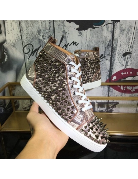Discount Christian Louboutin Lou Pik Pik Sneakers Snake Printed And Spikes Multicolor Outlet