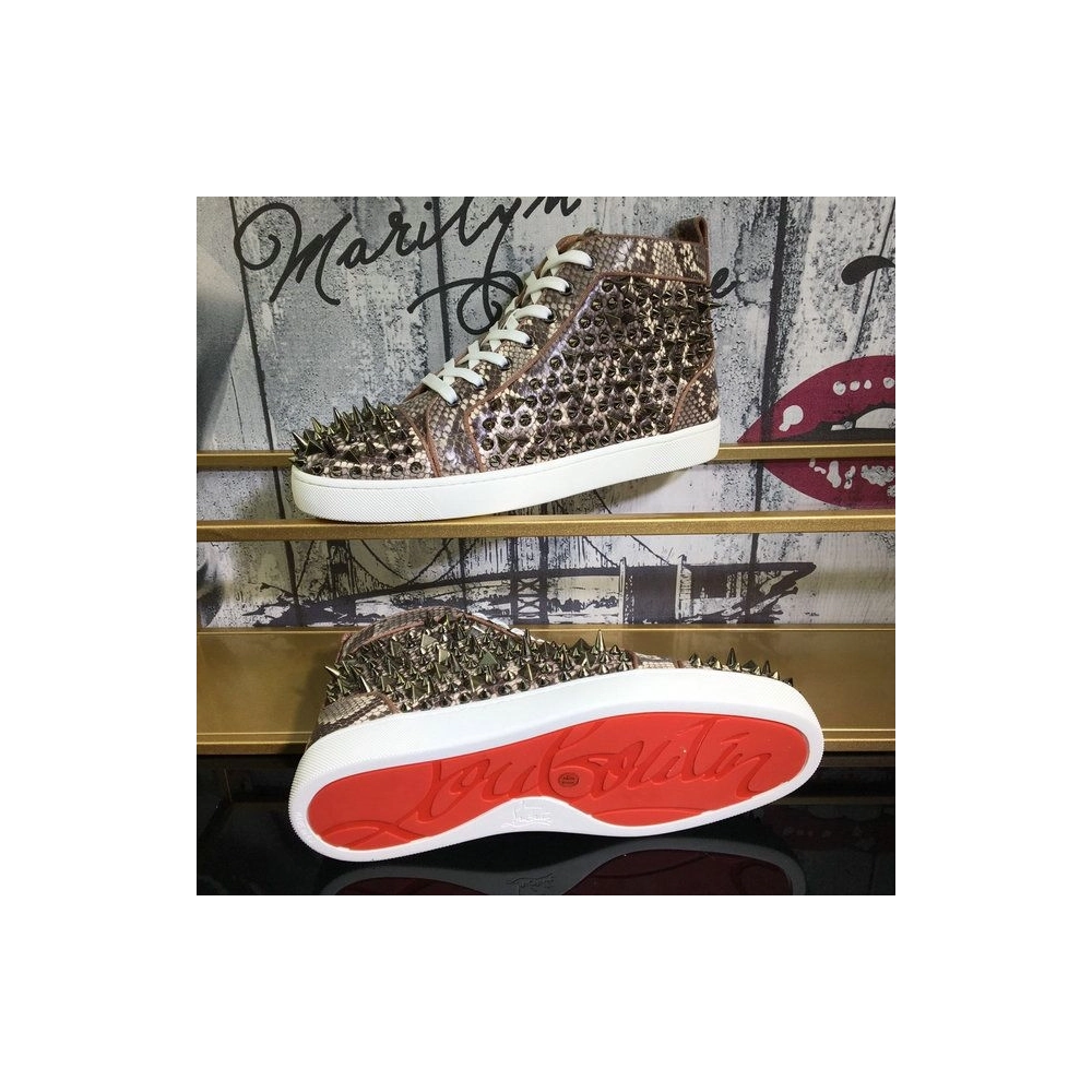 Discount Christian Louboutin Lou Pik Pik Sneakers Snake Printed And Spikes Multicolor Outlet