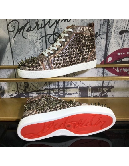 Discount Christian Louboutin Lou Pik Pik Sneakers Snake Printed And Spikes Multicolor Outlet