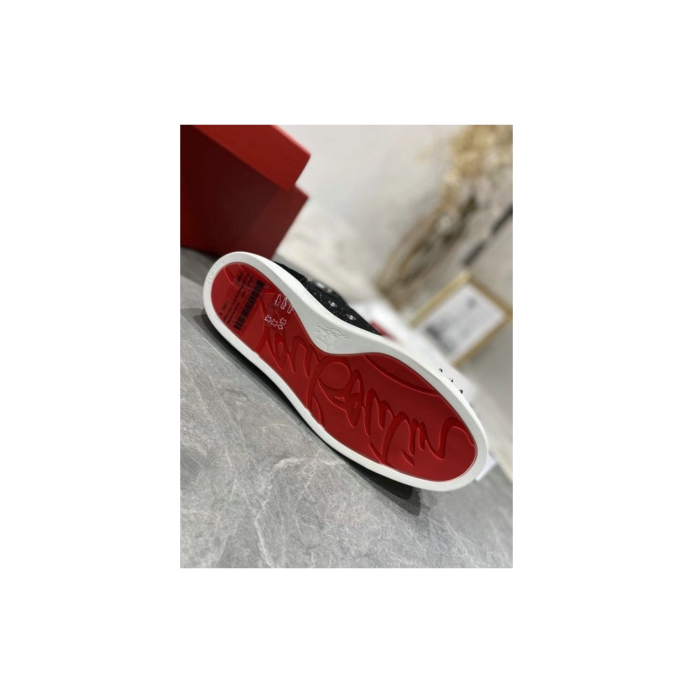 Fake Christian Louboutin Lou Spikes Orlato High-top Sneakers Nubuck And Leather Black