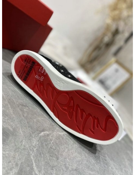 Fake Christian Louboutin Lou Spikes Orlato High-top Sneakers Nubuck And Leather Black