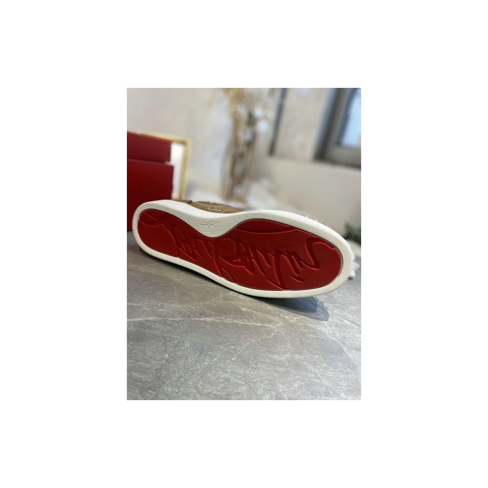 Fake Christian Louboutin Louis Spikes 2 High-top Sneakers Suede Blue, Replica CL Shoes