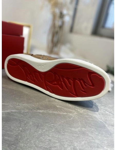 Fake Christian Louboutin Louis Spikes 2 High-top Sneakers Suede Blue, Replica CL Shoes