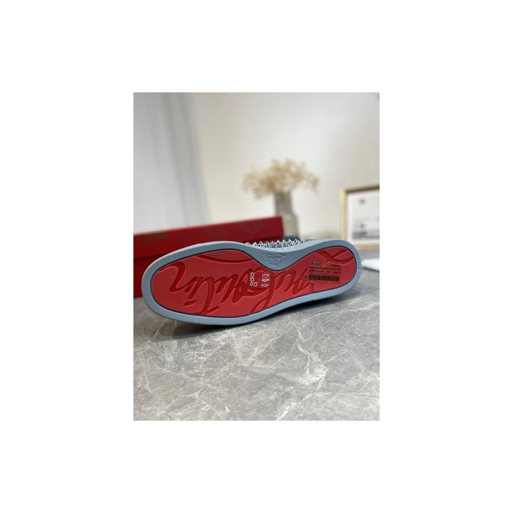 Knockoff Christian Louboutin Louis Orlato Spikes High-top Sneakers Veau Velours Gray