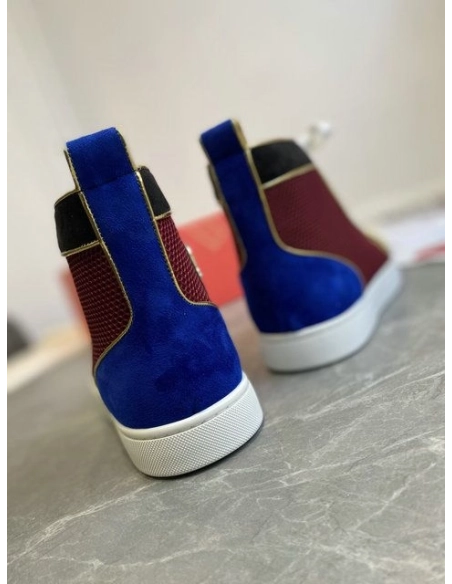 Fake Christian Louboutin Louis Orlato Spikes High Top Sneakers Suede Multicolor