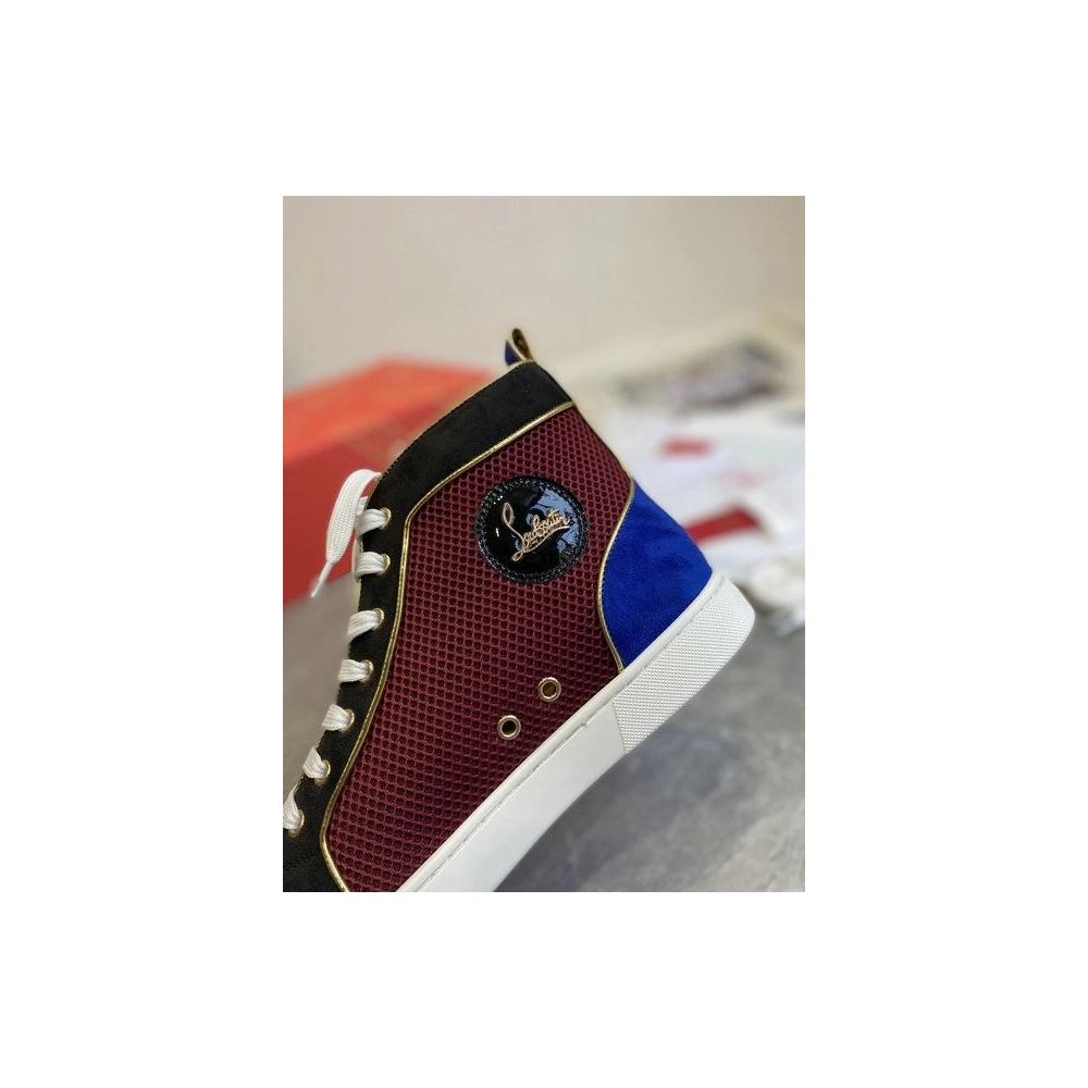 Fake Christian Louboutin Louis Orlato Spikes High Top Sneakers Suede Multicolor