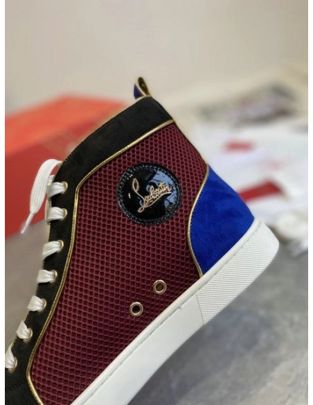 Fake Christian Louboutin Louis Orlato Spikes High Top Sneakers Suede Multicolor