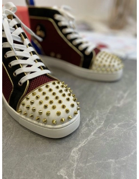 Fake Christian Louboutin Louis Orlato Spikes High Top Sneakers Suede Multicolor