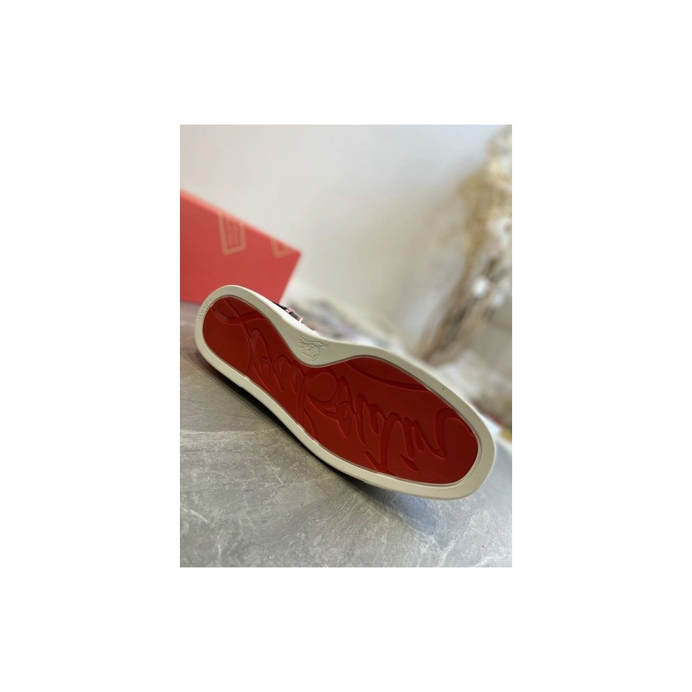 Knockoff Christian Louboutin Lou Spikes Orlato Flat Patent Leather Multicolor