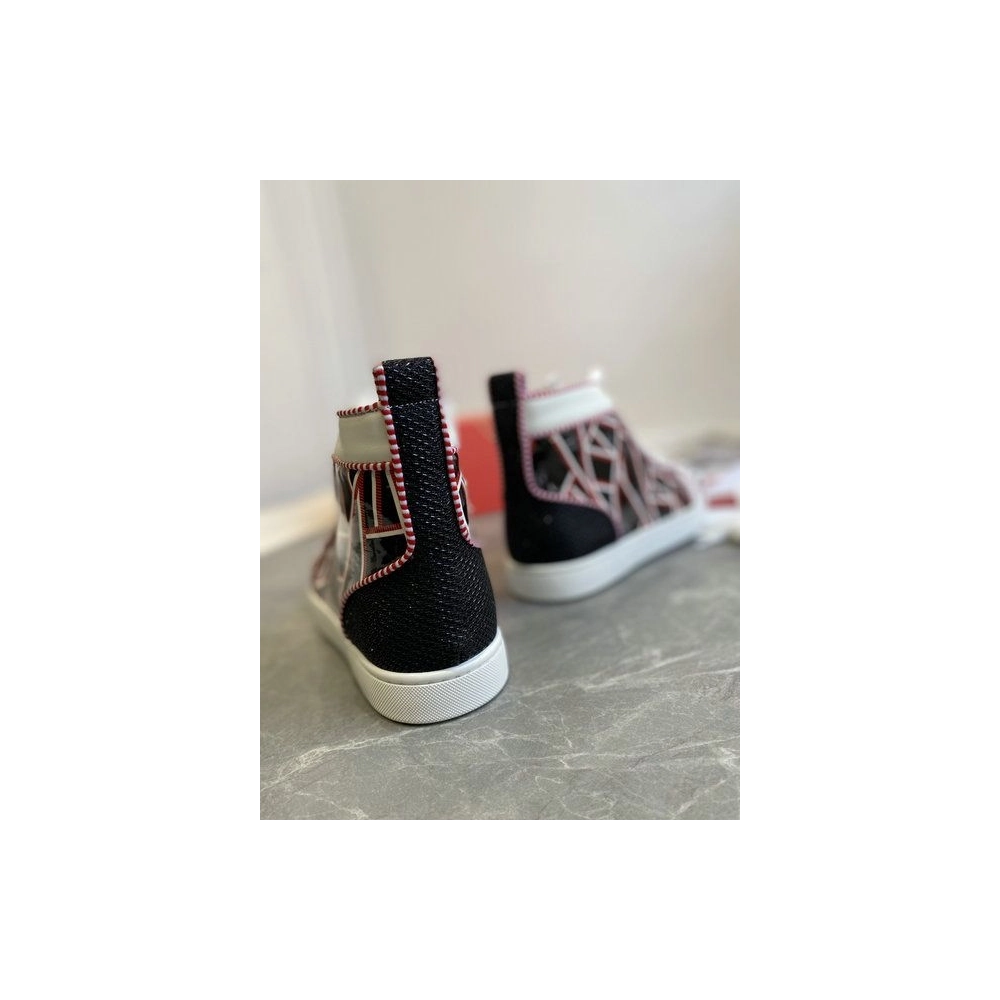 Knockoff Christian Louboutin Lou Spikes Orlato Flat Patent Leather Multicolor