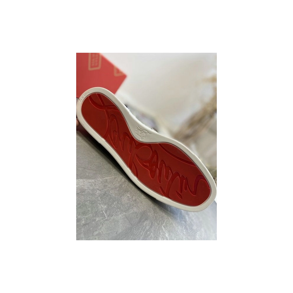 Fake Christian Louboutin Louis Orlato Spike Sneakers Patent And Leather Black White