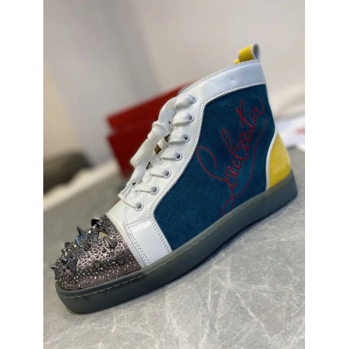 Replica Christian Louboutin Lou Pik Pik High-top Sneakers Suede and Calf Multicolor